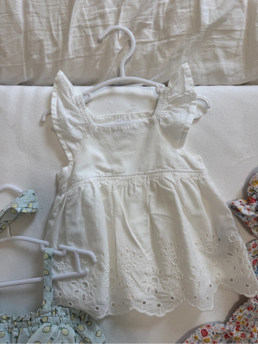 GAP White Eyelet Flutter Sleeve Dress